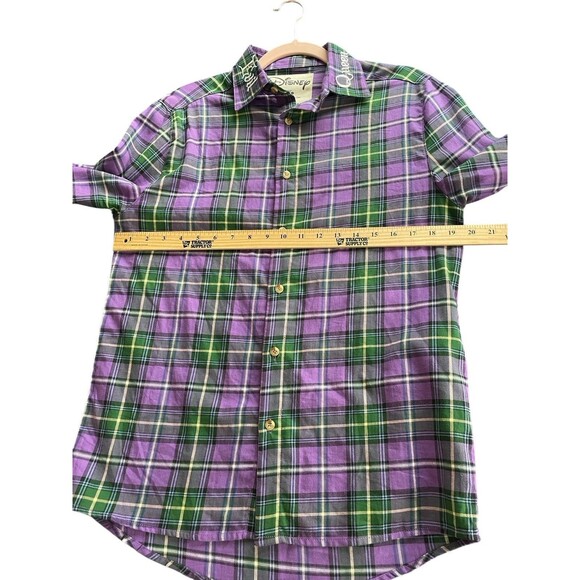Disney Cakeworthy Snow White Evil Queen Villain Purple Plaid‎ Button Up- size S - Picture 7 of 13